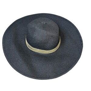 Physician Endorsed UPF 50 straw hat wide brim black gold band straw beach